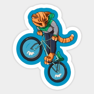 cat cyclist Sticker